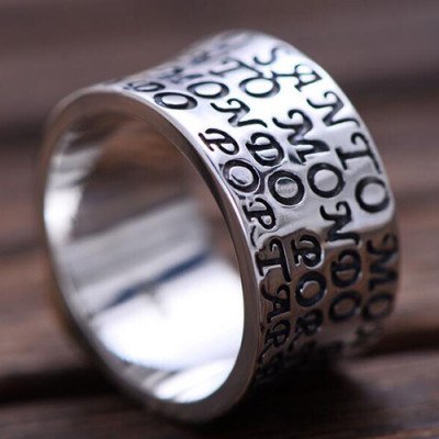 Men's Sterling Silver Virgin Mary Wide Band Ring