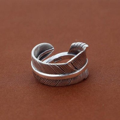 Men's Sterling Silver Eagle Beak Feather Wrap Ring