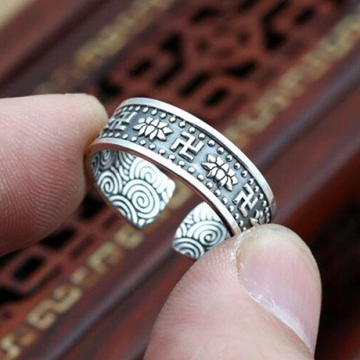 Men's Fine Silver Lotus Wrap Ring