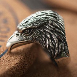 Men's Sterling Silver Eagle Head Ring
