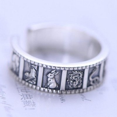 Men's Fine Silver Zodiac Wrap Ring