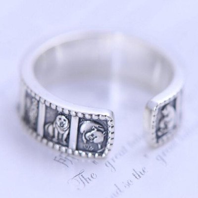 Men's Fine Silver Zodiac Wrap Ring