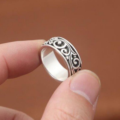 Men's Sterling Silver Ivy Spinner Ring