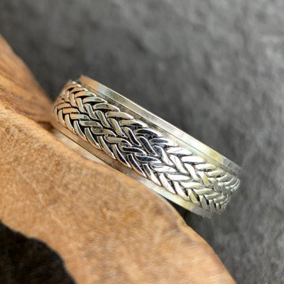 Men's Sterling Silver Tire Pattern Spinner Ring