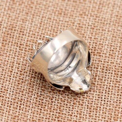 Men's Sterling Silver Flame Skull Ring