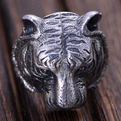 Men's Sterling Silver Tiger Head Ring