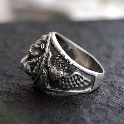 Men's Sterling Silver Lion Ring