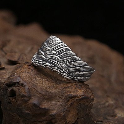Men's Sterling Silver Eagle Wing Wrap Ring