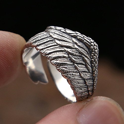 Men's Sterling Silver Eagle Wing Wrap Ring