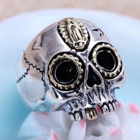Men's Sterling Silver Virgin Mary Skull Ring