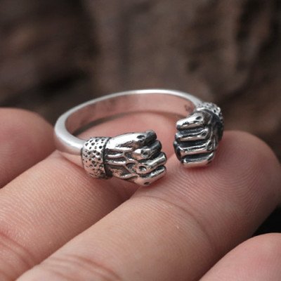 Men's Sterling Silver Fists Wrap Ring