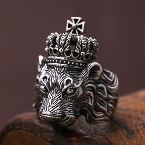 Men's Sterling Silver Lion King Ring