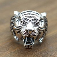 Men's Sterling Silver Roaring Tiger Ring