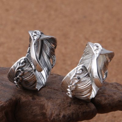 Men's Sterling Silver Ivy Feather Wrap Ring