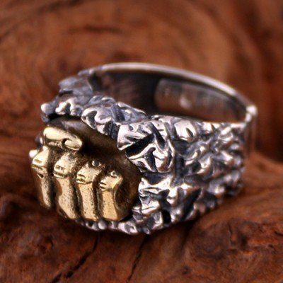 Men's Sterling Silver Fist Wrap Ring