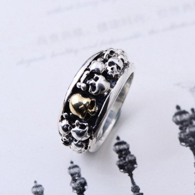 Men's Sterling Silver Skulls Ring