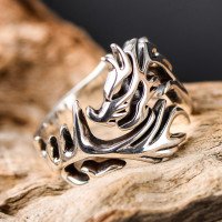 Men's Sterling Silver Dragon Wrap Ring