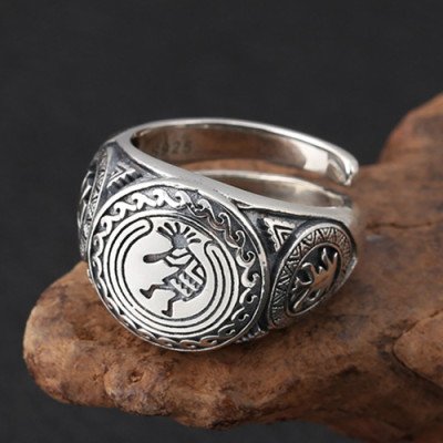 Men's Sterling Silver Totem Ring