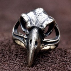 Men's Sterling Silver Raven Skull Ring