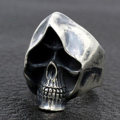 Men's Sterling Silver Grim Reaper Skull Ring