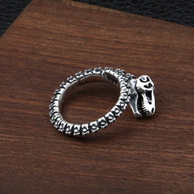 Men's Sterling Silver Dinosaur Skull Ring