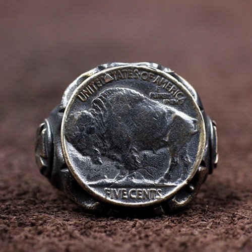 Men's Sterling Silver Buffalo Coin Ring