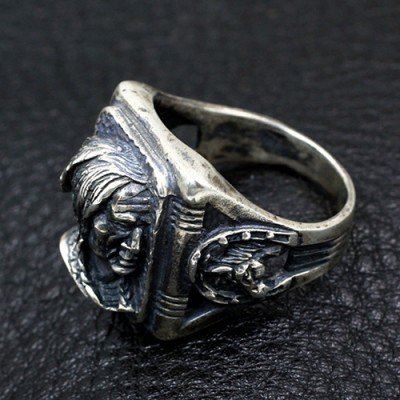 Men's Sterling Silver Native American Avatar Ring