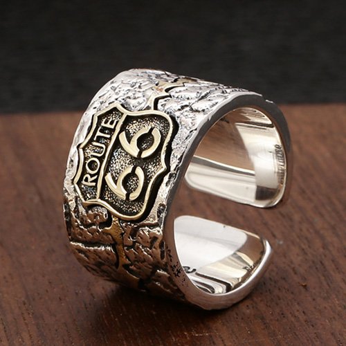 Men's Sterling Silver Route 66 Ring