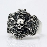 Men's Sterling Silver Pirate Skull Ring