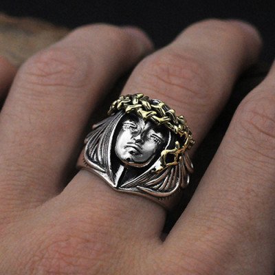 Men's Sterling Silver Goddess of Fortune Ring