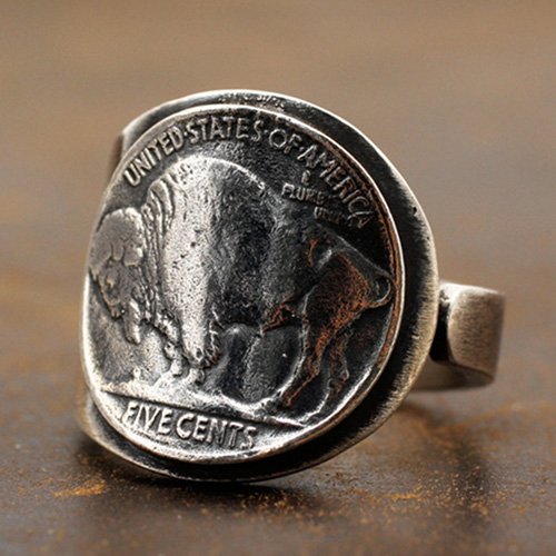 Men's Sterling Silver Buffalo Coin Wrap Ring