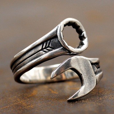 Men's Sterling Silver Wrench Wrap Ring