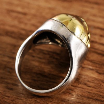 Men's Sterling Silver Golden Skull Ring
