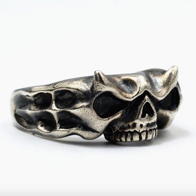 Men's Sterling Silver Monster Skull Ring