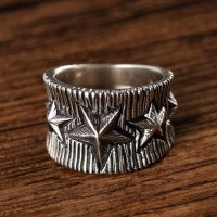 Men's Sterling Silver Stars Ring