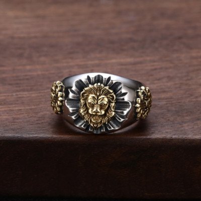 Men's Sterling Silver Lion Wrap Ring