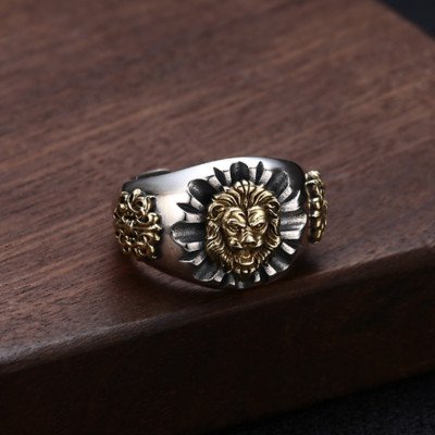 Men's Sterling Silver Lion Wrap Ring