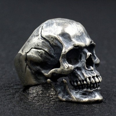 Men's Sterling Silver Buck Teeth Skull Ring