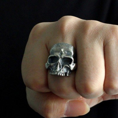 Men's Sterling Silver Broken Eye Socket Skull Ring
