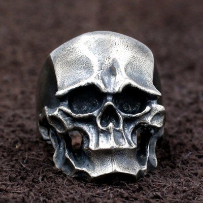 Men's Sterling Silver Shut Up Skull Ring