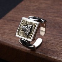 Men's Sterling Silver All-Seeing Eye Square Ring