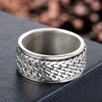 Men's Sterling Silver Braided Pattern Spinner Ring