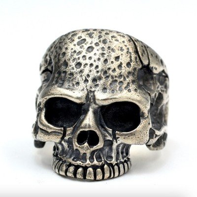 Men's Sterling Silver Pitted Skull Ring