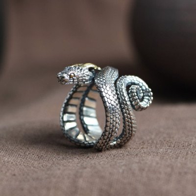 Men's Sterling Silver Snake Ring