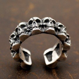 Men's Sterling Silver Skulls Wrap Ring