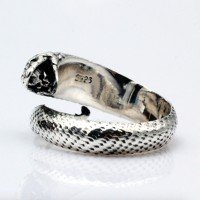 Men's Sterling Silver Snake Skull Ring