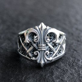 Men's Sterling Silver Fleur De Lis Ring