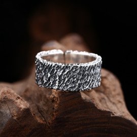 Men's Sterling Silver Rock Texture Ring