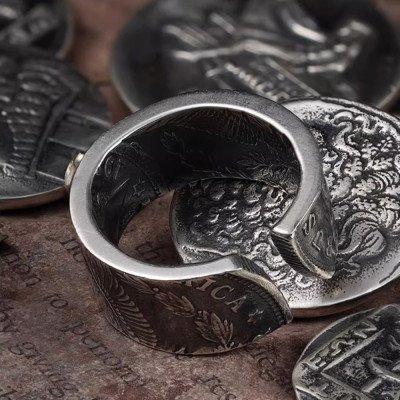 Men's Sterling Silver Morgan Dollar Coin Ring