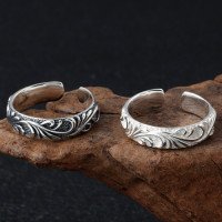 Sterling Silver Ivy Pattern Wrap Ring